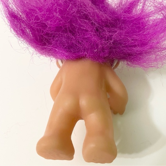 Vtg 1986 Dam Troll Mini Purple Hair Yellow Dress - Picture 15 of 16